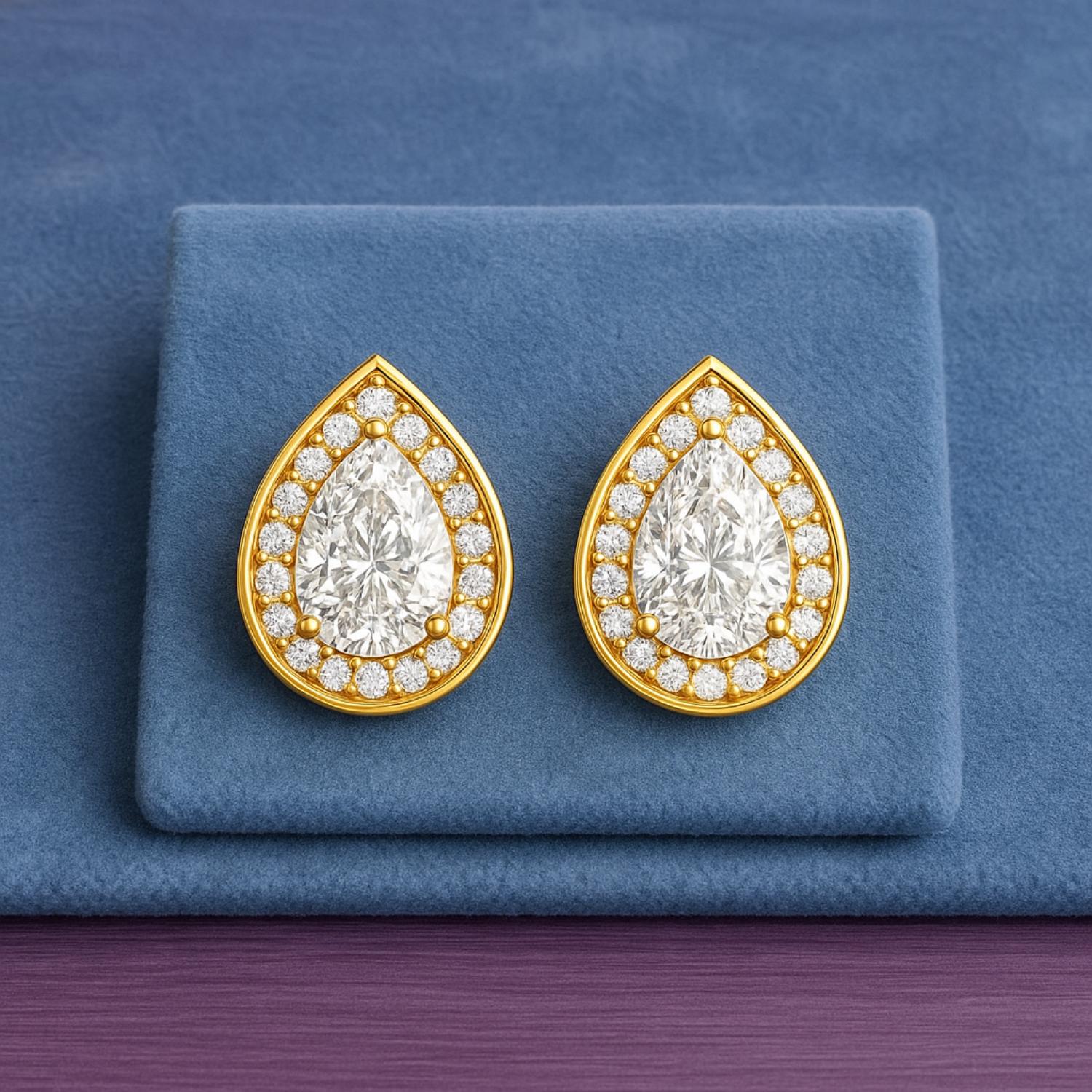 Pear Shape Moissanite Stud Earrings – Sterling Silver