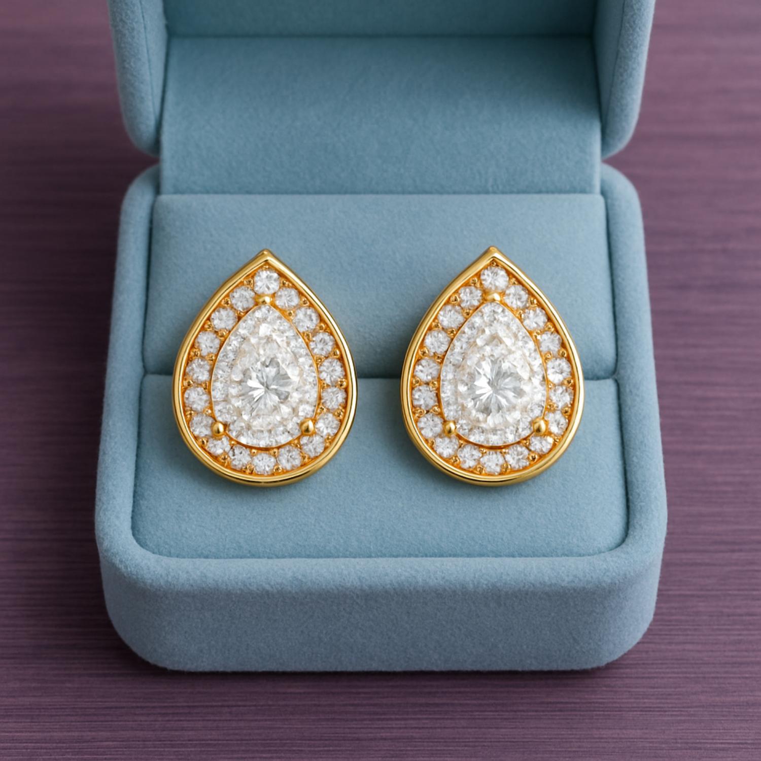 Pear Shape Moissanite Stud Earrings – Sterling Silver