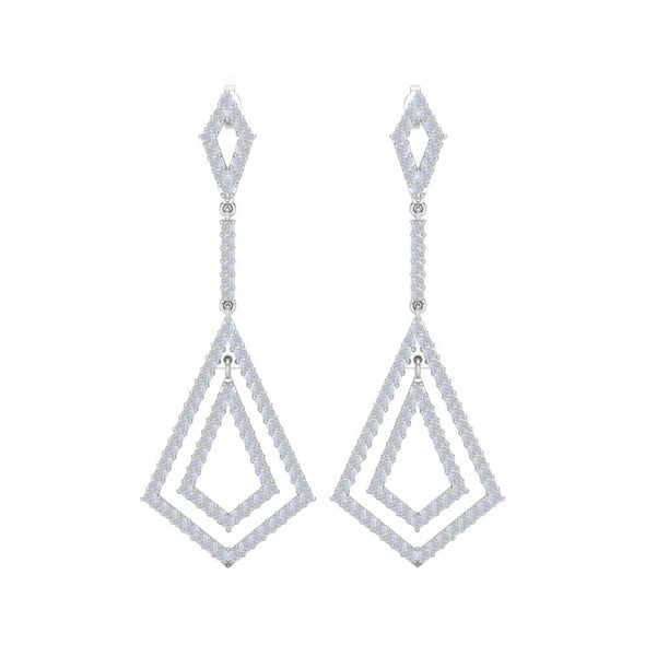 925 Sterling Silver Round Moissanite Long Drop Dangle Chandelier Women Earrings