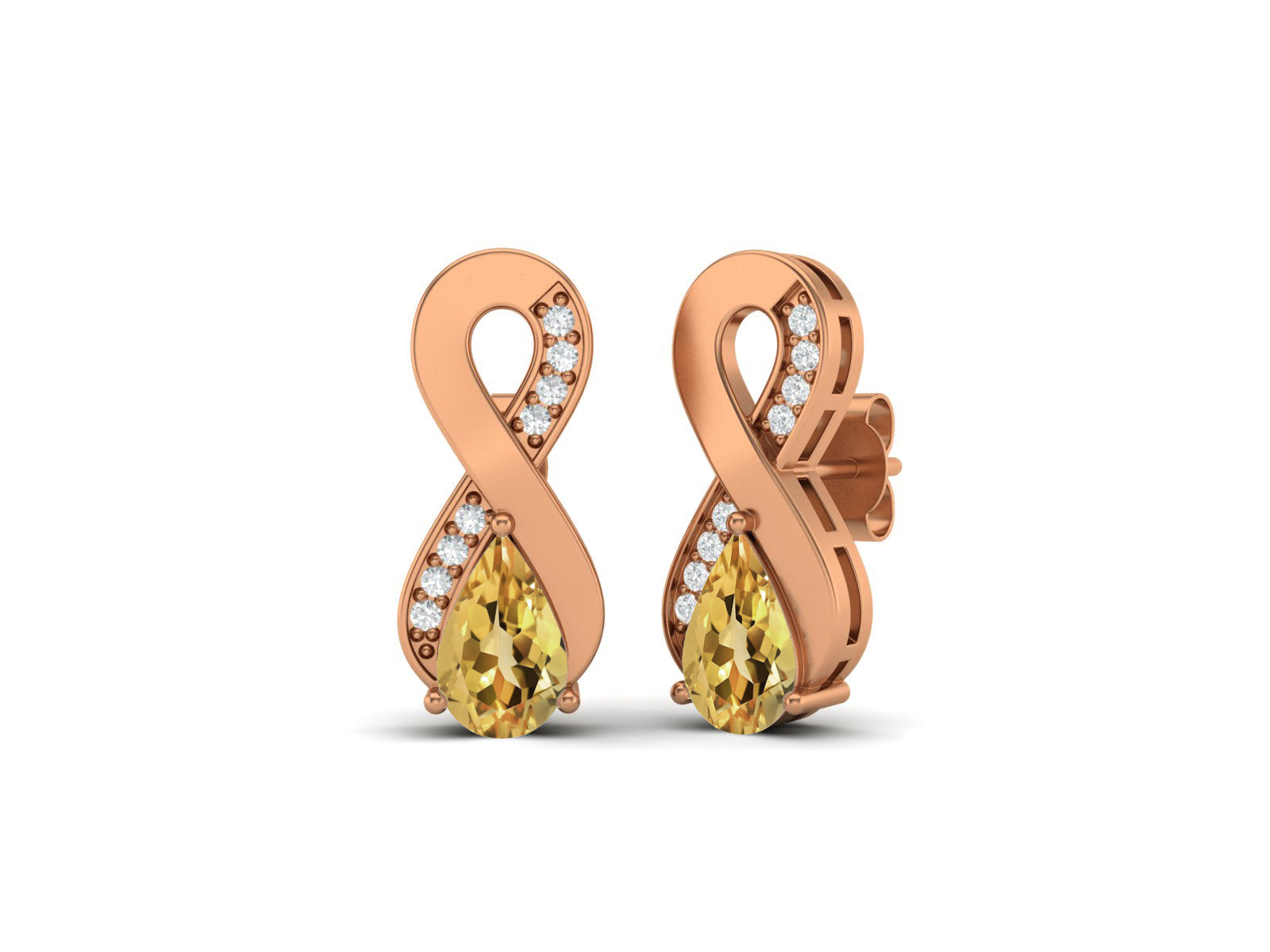 Citrine Infinity Drop Earrings - Sterling Silver