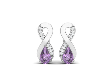 8X5MM Pear Shape Amethyst 925 Sterling Silver Open Infinity Women Stud Earrings