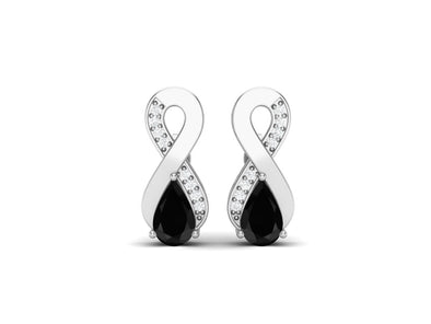 8X5MM Pear Shape Black Spinel 925 Sterling Silver Open Infinity Women Stud Earrings