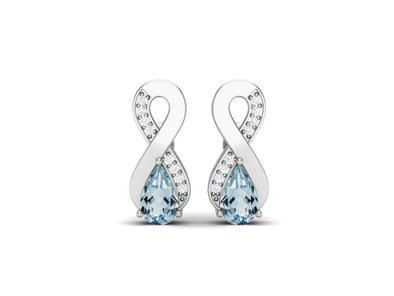 8X5MM Pear Shape Blue Topaz 925 Sterling Silver Open Infinity Women Stud Earrings