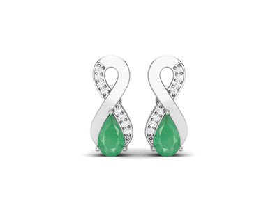 8X5MM Pear Shape Emerald 925 Sterling Silver Open Infinity Women Stud Earrings