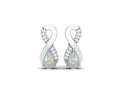 8X5MM Pear Shape Ethiopian Opal 925 Sterling Silver Open Infinity Women Stud Earrings