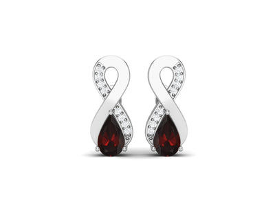 VVS 8 X 10 MM Ovale Con Rotondo Rosso Scuro Granato Orecchini 925