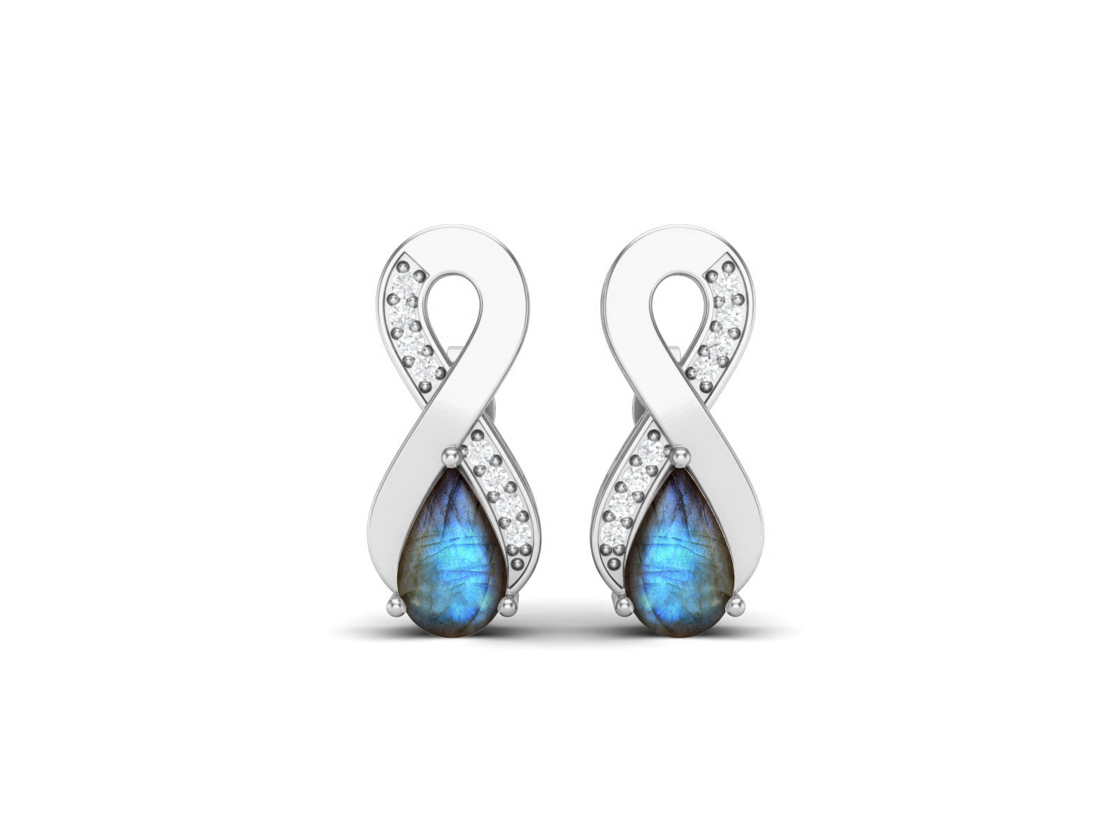 Labradorite Infinity Drop Earrings - Sterling Silver