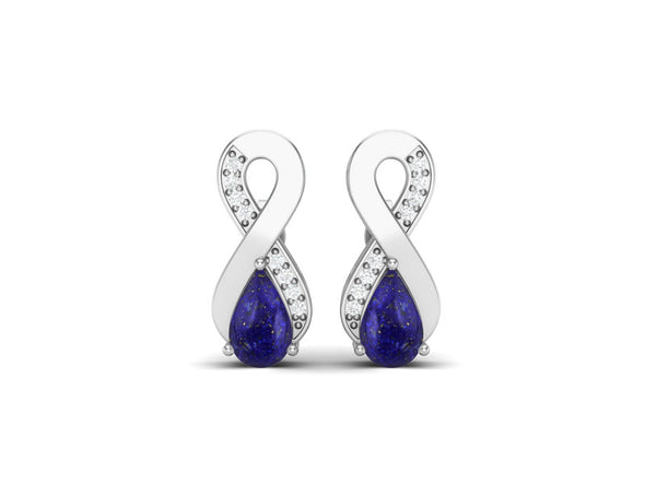 8X5MM Pear Shape Lapis 925 Sterling Silver Open Infinity Women Stud Earrings