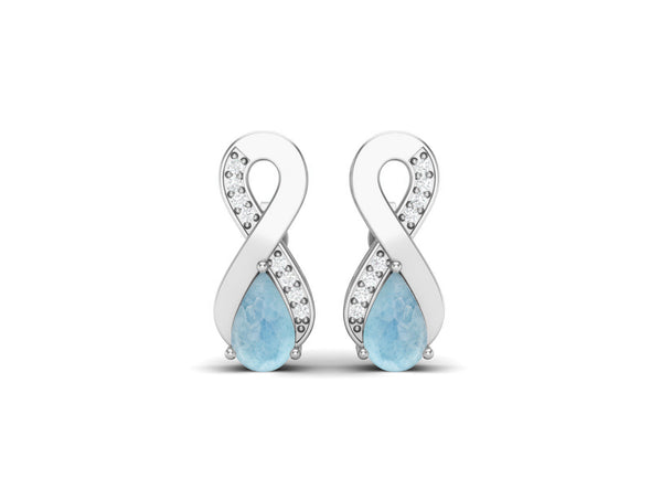 8X5MM Pear Shape Larimar 925 Sterling Silver Open Infinity Women Stud Earrings