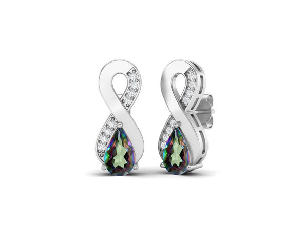 8X5MM Pear Shape Mystic Topaz 925 Sterling Silver Open Infinity Women Stud Earrings