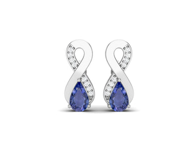 8X5MM Pear Shape Tanzanite 925 Sterling Silver Open Infinity Women Stud Earrings