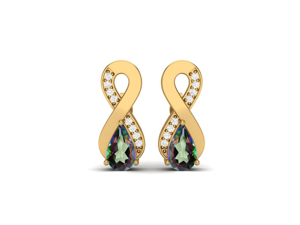 8X5MM Pear Shape Mystic Topaz 925 Sterling Silver Open Infinity Women Stud Earrings