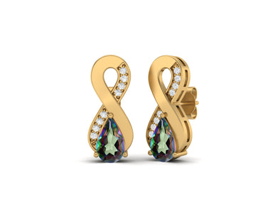 8X5MM Pear Shape Mystic Topaz 925 Sterling Silver Open Infinity Women Stud Earrings