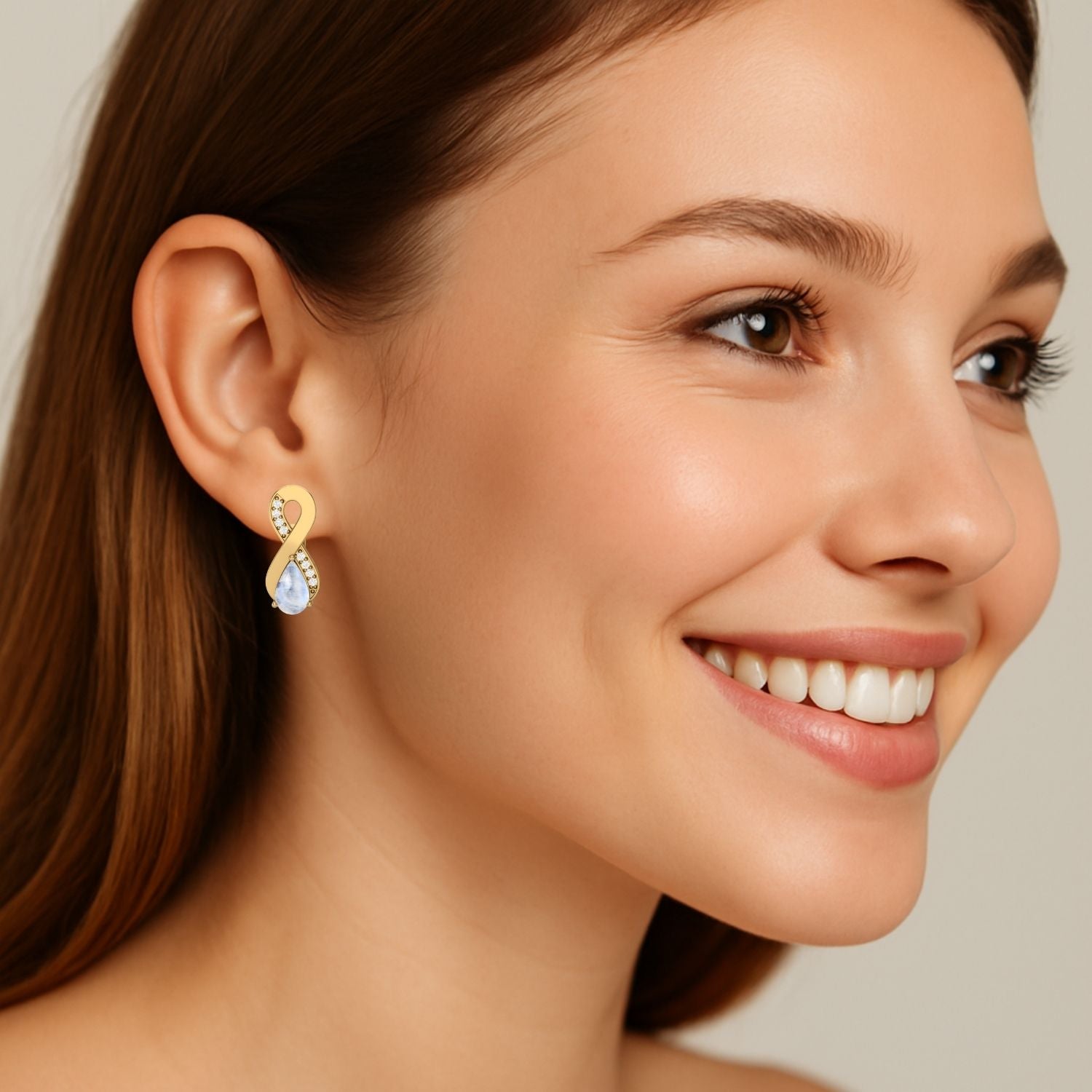 Infinity Moonstone Drop Earrings - Sterling Silver