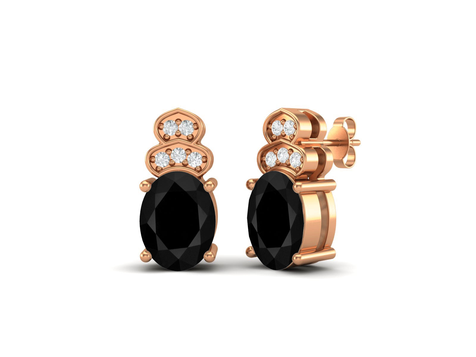 Black Spinel Vintage Inspired Three-Stone Earrings – Sterling Silver