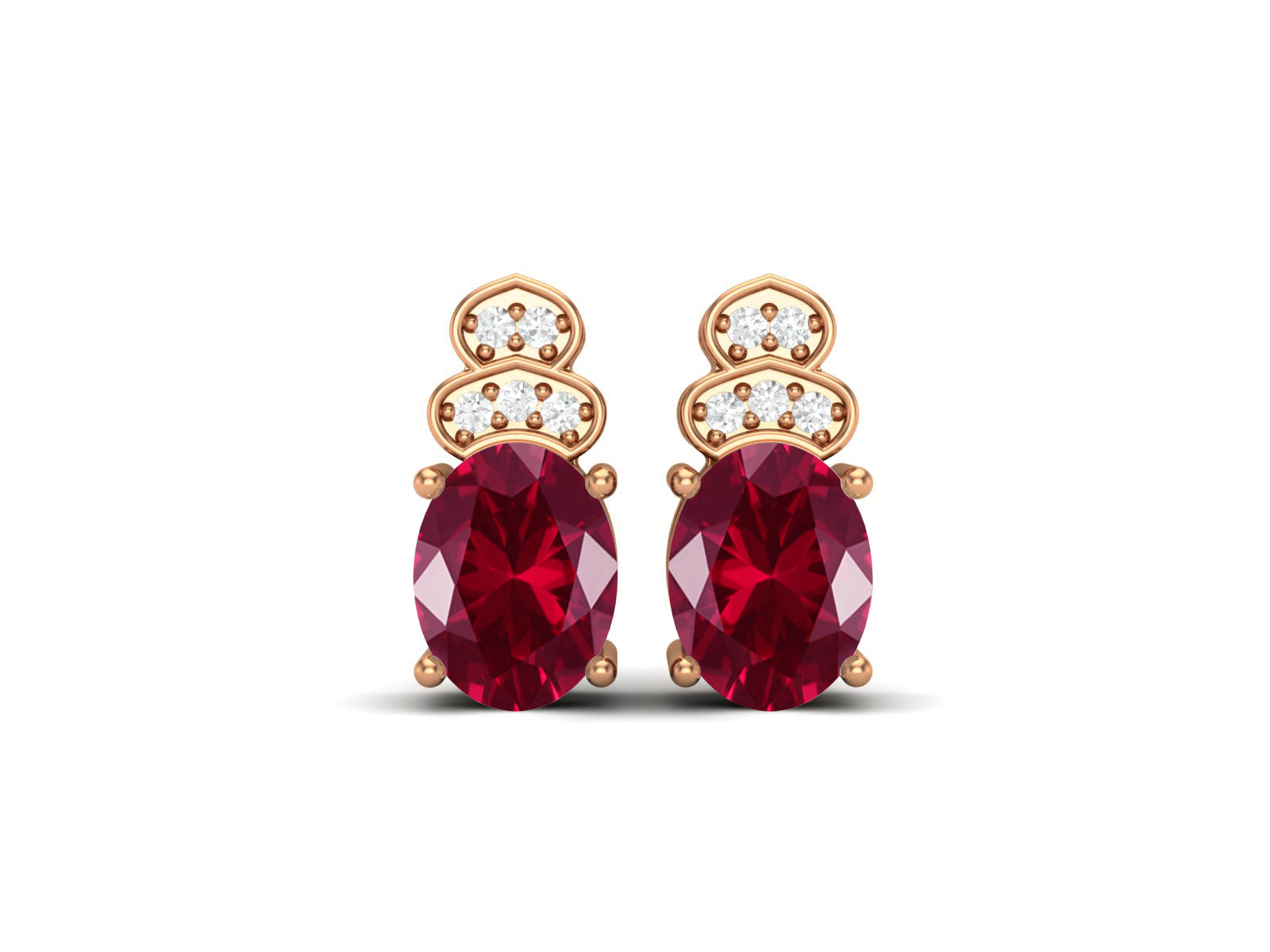 Ruby Double Halo Accent Design Earrings – Sterling Silver