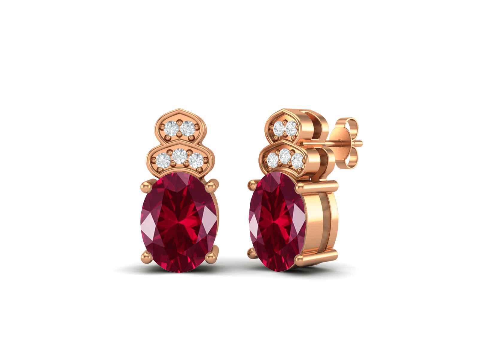 Ruby Double Halo Accent Design Earrings – Sterling Silver
