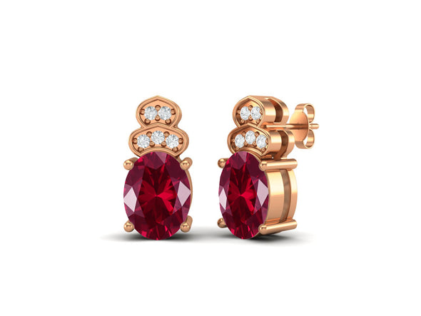 925 Sterling Silver Ruby Studs Earrings For Women Red Gemstone Earrings