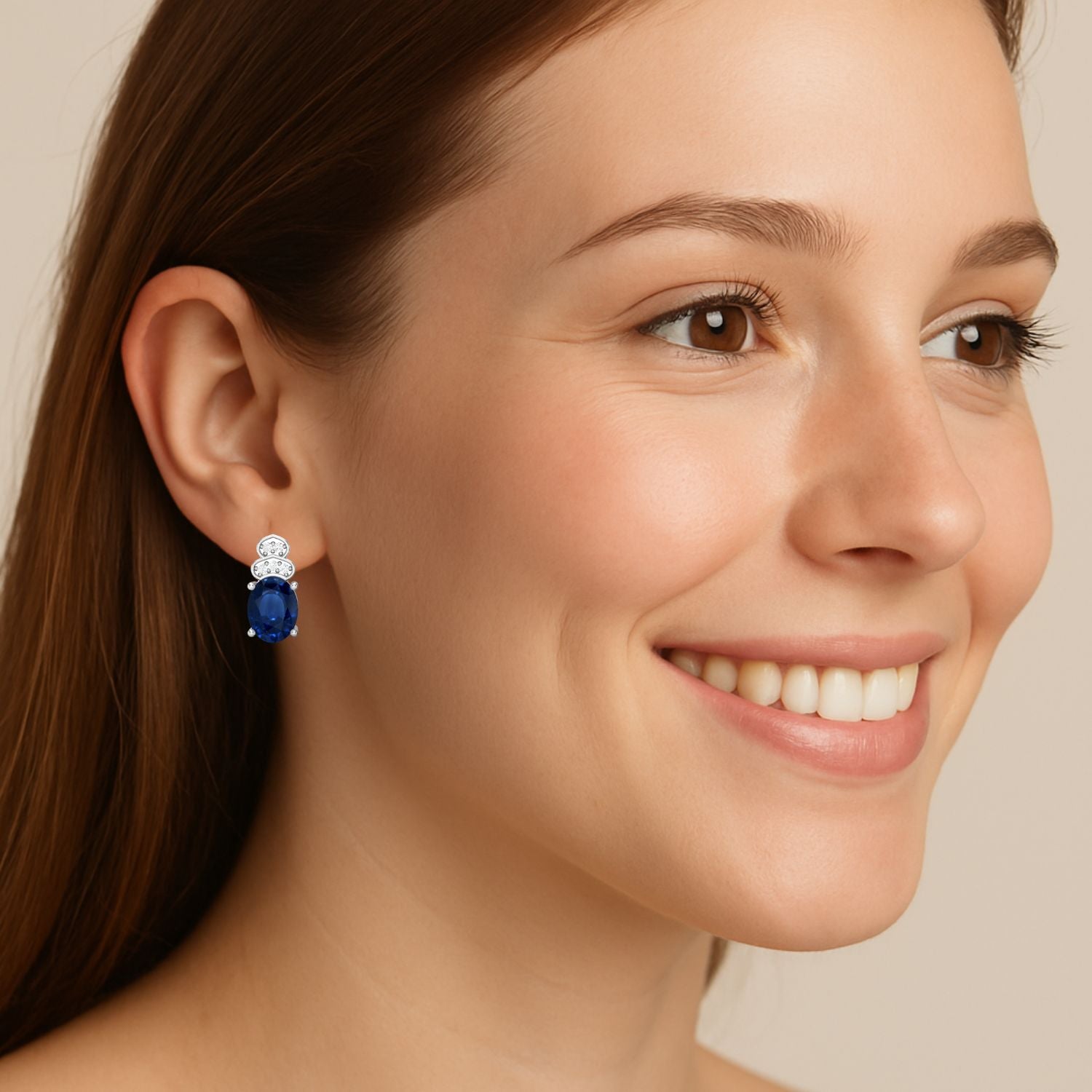 Blue Sapphire Vintage Inspired Three-Stone Earrings – Sterling Silver