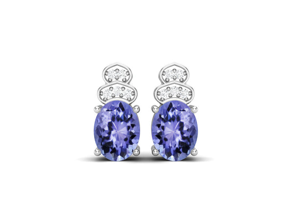 Solitaire Tanzanite Earrings 925 Sterling Silver Studs Earrings For Her