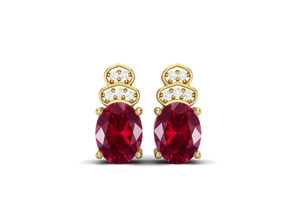 925 Sterling Silver Ruby Studs Earrings For Women Red Gemstone Earrings