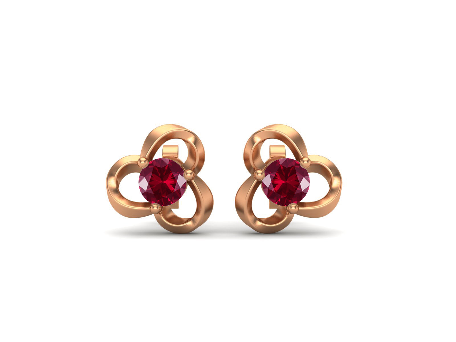 Ruby Clover Knot Design Earrings – Sterling Silver