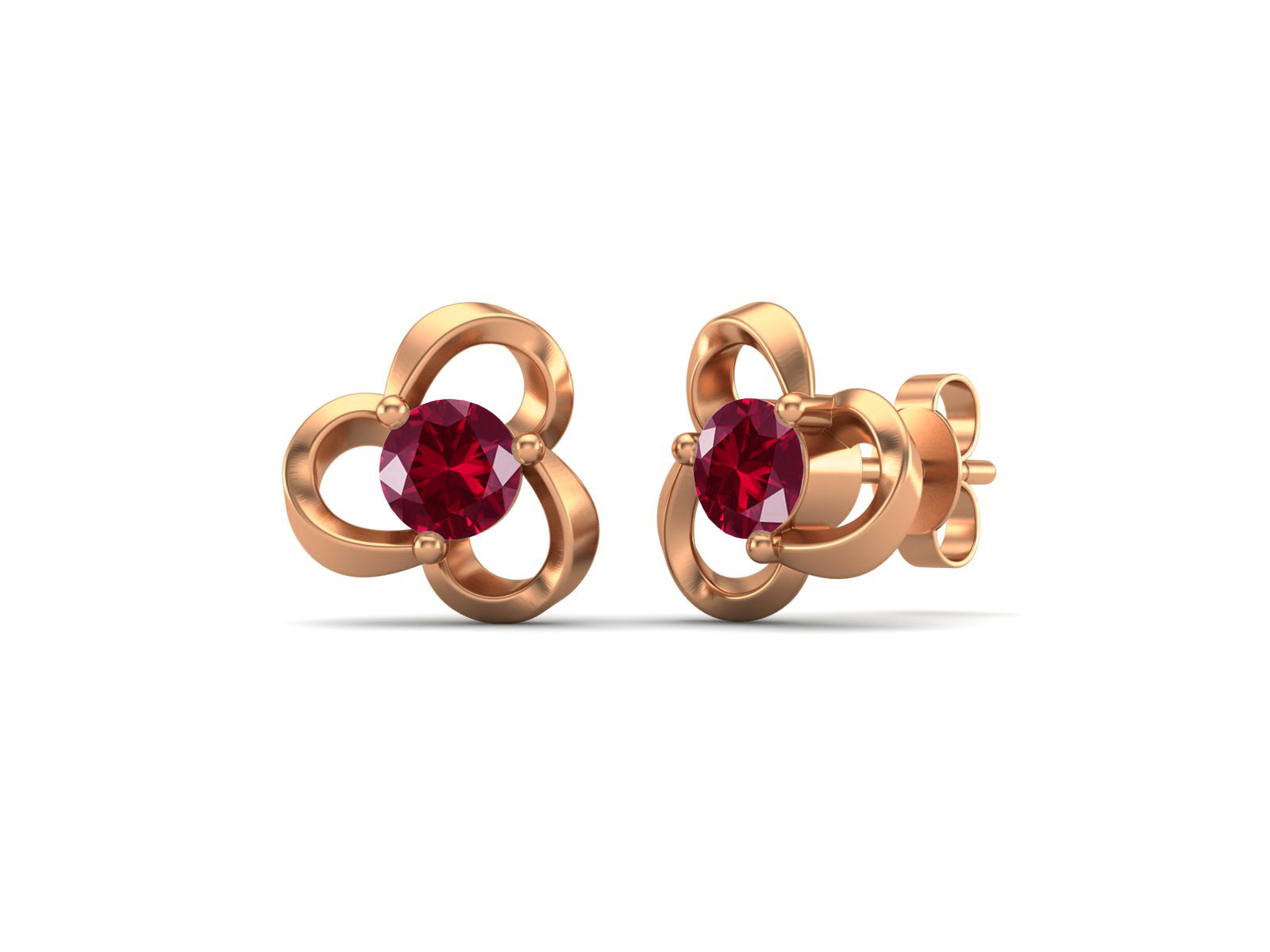 Ruby Clover Knot Design Earrings – Sterling Silver