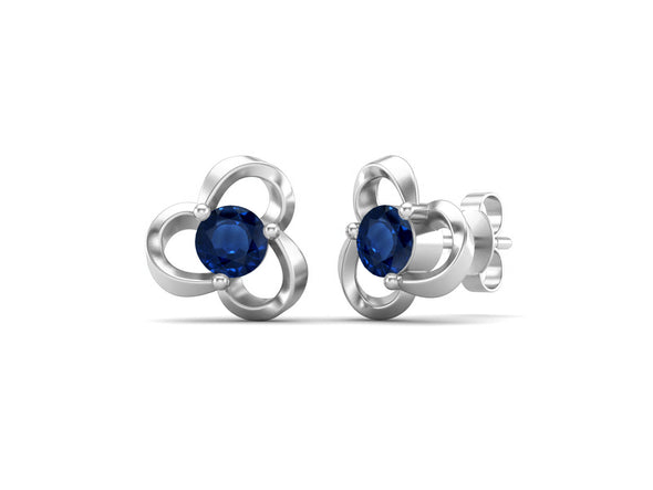 4mm Round Shape Blue Sapphire 925 Sterling Silver Solitaire Women Stud Earrings