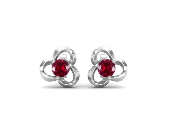 4mm Round Shape Ruby 925 Sterling Silver Solitaire Women Stud Earrings