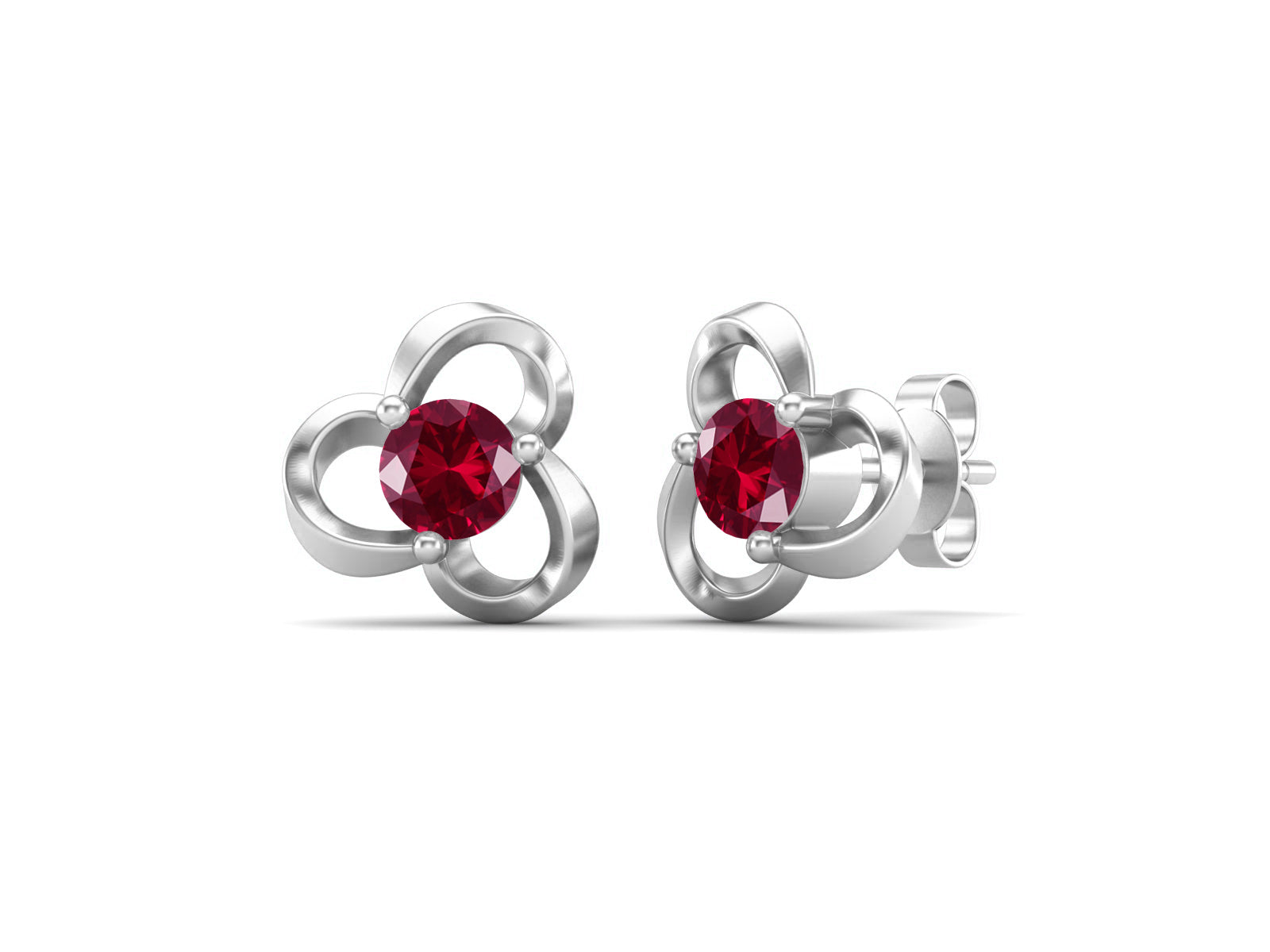 Ruby Clover Knot Design Earrings – Sterling Silver