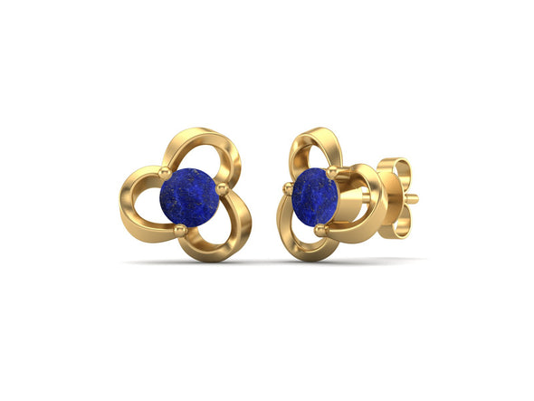 4mm Round Shape Lapis 925 Sterling Silver Solitaire Women Stud Earrings