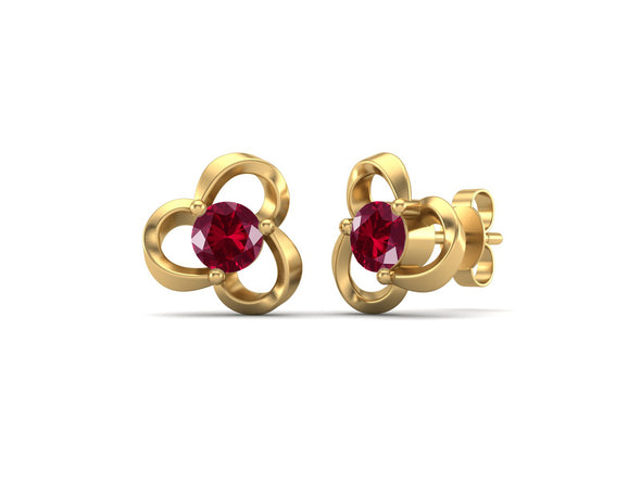 4mm Round Shape Ruby 925 Sterling Silver Solitaire Women Stud Earrings