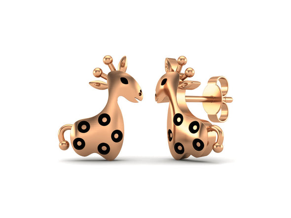 925 Sterling Silver Cute Animal Small Giraffe Women Stud Earrings