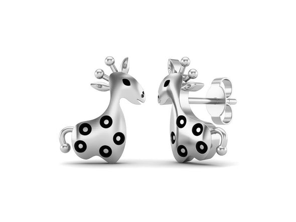 925 Sterling Silver Cute Animal Small Giraffe Women Stud Earrings