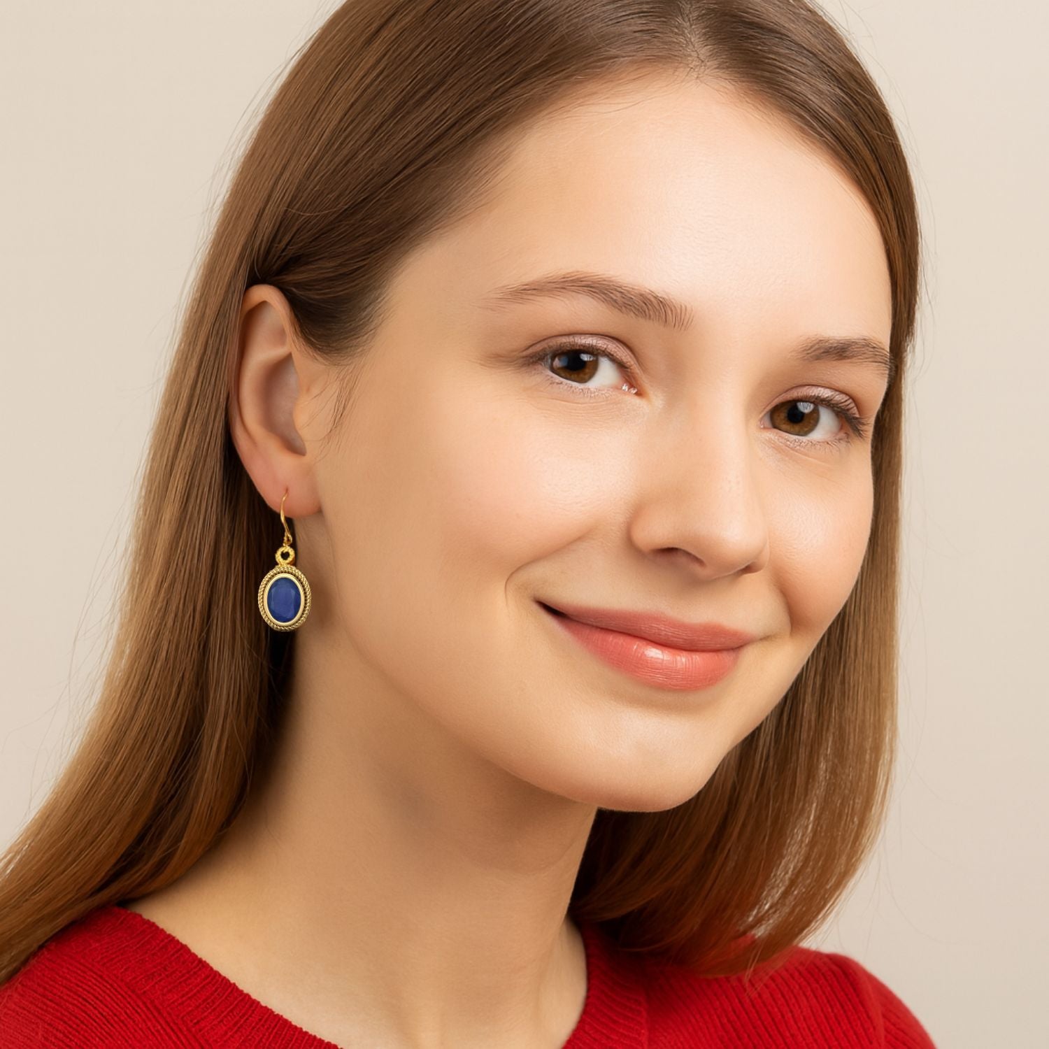Blue Sapphire 2.00 Ct Vintage Rope Oval Drop Earrings - 14k Yellow Gold