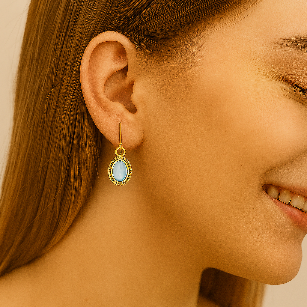 Orecchini pendenti in argento sterling 925 con pietra preziosa di luna di forma ovale, orecchini da donna con filo di design