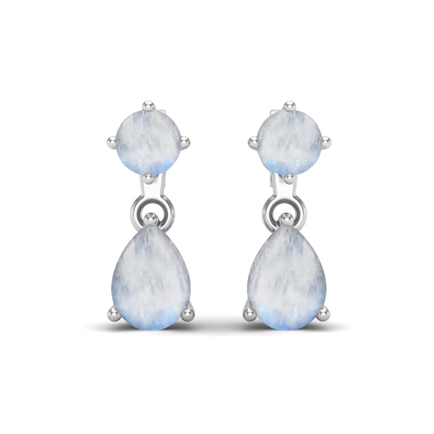 Orecchini a bottone in argento sterling 925 con pietra di luna naturale, orecchini di fidanzamento di design