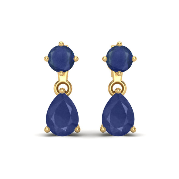 2.08 Cts Blue Sapphire Gemstone 925 Sterling Silver Dangle Drop Earring Wedding Stud Earrings