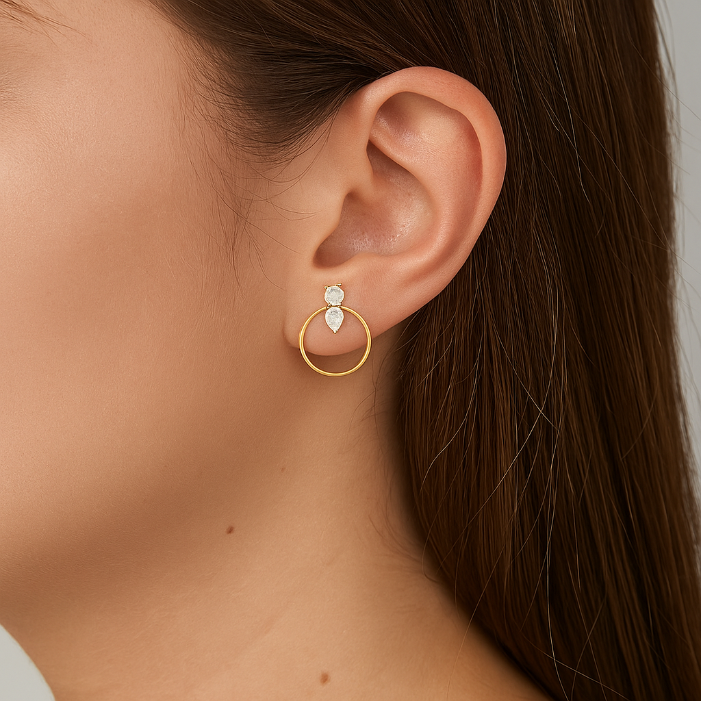 Moissanite 1.30 Ctw Hoop Earrings - 14K Fine Gold