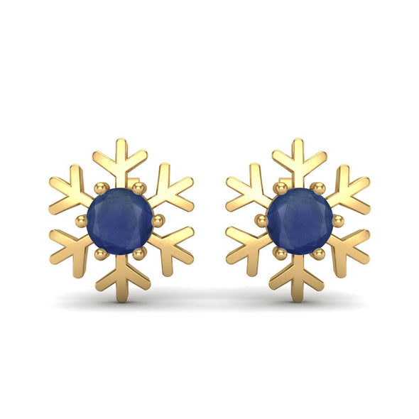 Round Blue Sapphire 925 Sterling Silver Stud Earring for Girls Minimalist Earrings Dainty Wedding Earrings