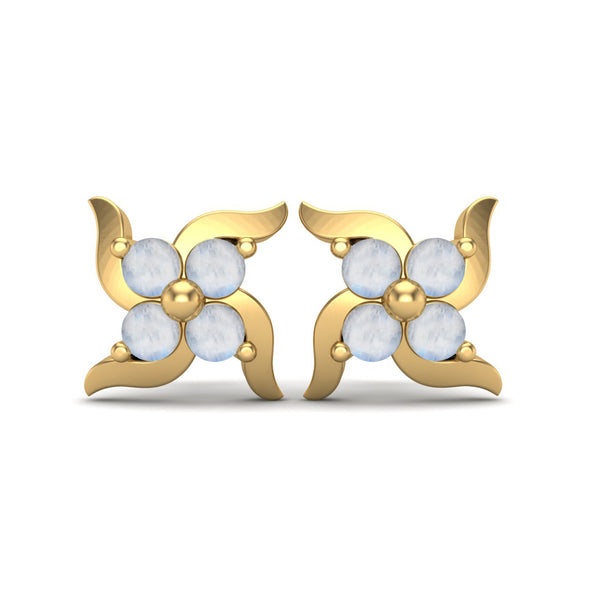 925 Sterling Silver Round Shape Wedding Earrings Natural Moonstone Gemstone Stud Women Earrings