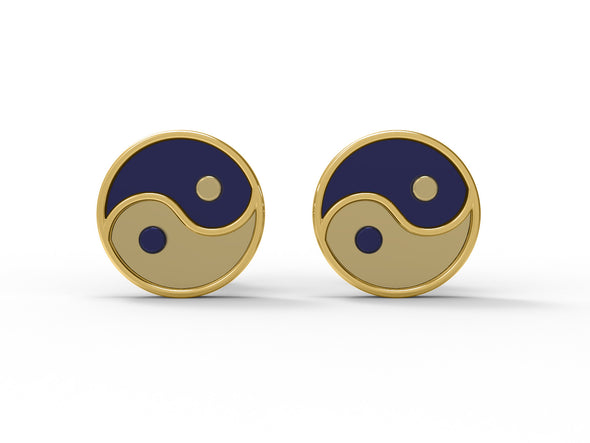 Yin Yang Stud 925 Sterling Silver Circle Earrings For Women Religious Enamel Jewelry