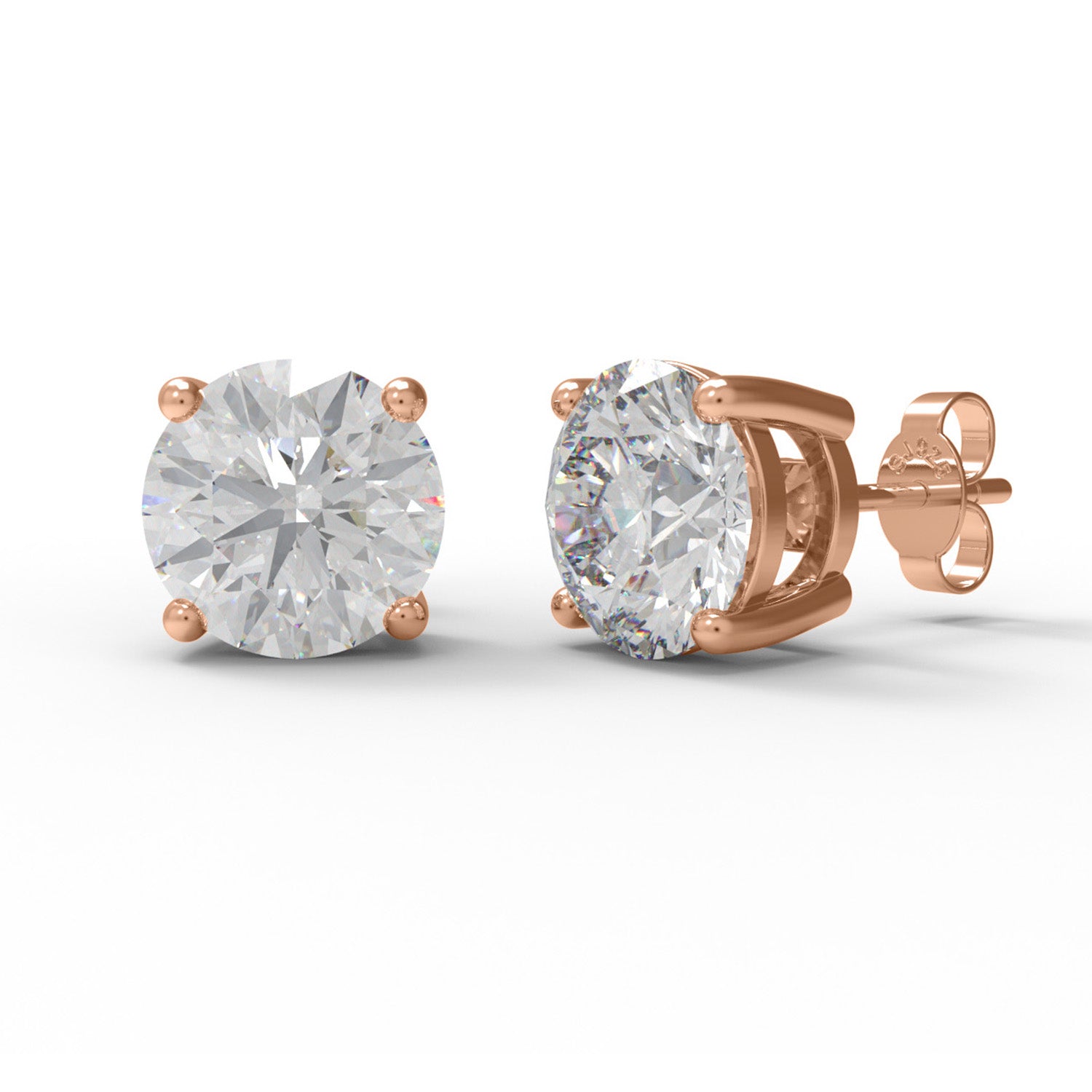 Moissanite Round Solitaire Stud - Sterling Silver