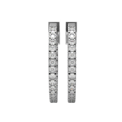 1.5Ctw Round Shape Moissanite 925 Sterling Silver Hoop Huggie Women Earrings