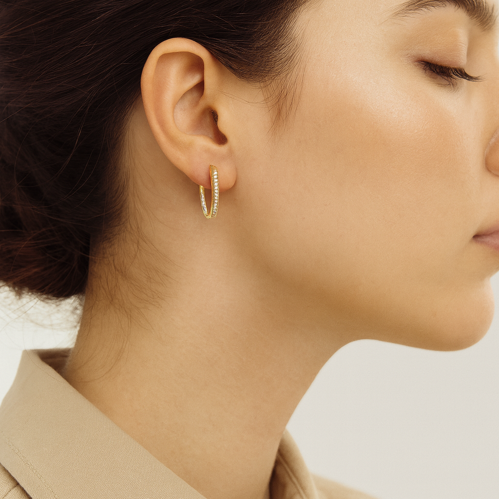 Moissanite 1.5 Ctw Hoop Earrings – 14K Fine Gold