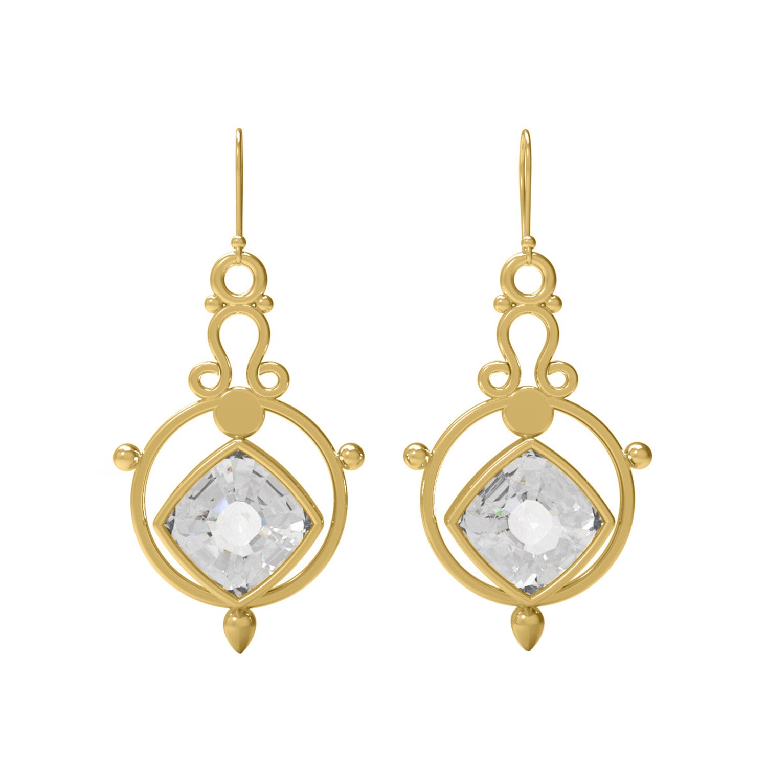 Moissanite Cushion Dangle Drop Earrings - Sterling Silver