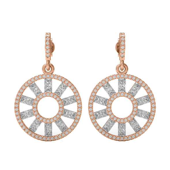 Circle Of Life Round Shape Moissanite 925 Sterling Silver Dangle Women Earrings