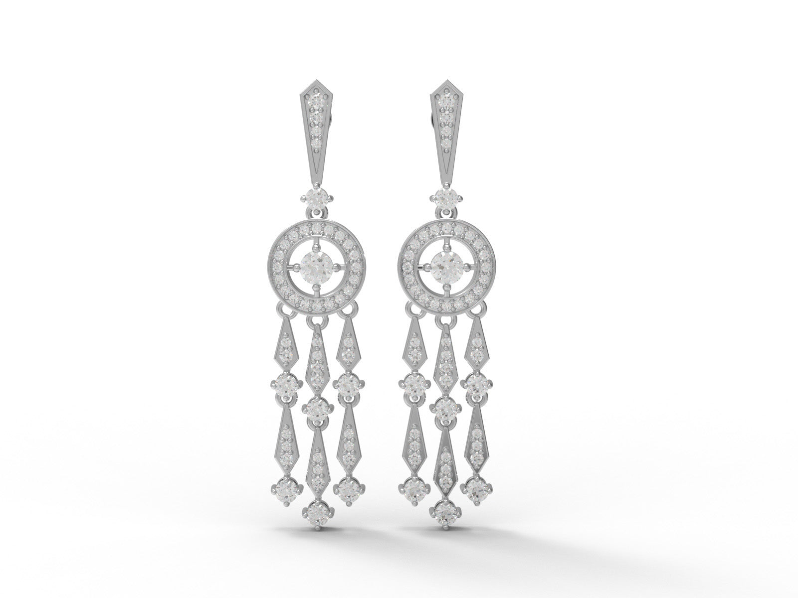 Moissanite Dangle Drop Chandelier Earrings - Sterling Silver