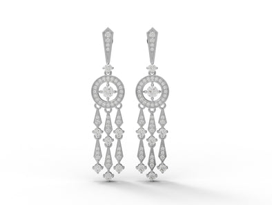 925 Sterling Silver Round Moissanite Dangle Drop Chandelier Earrings For Women