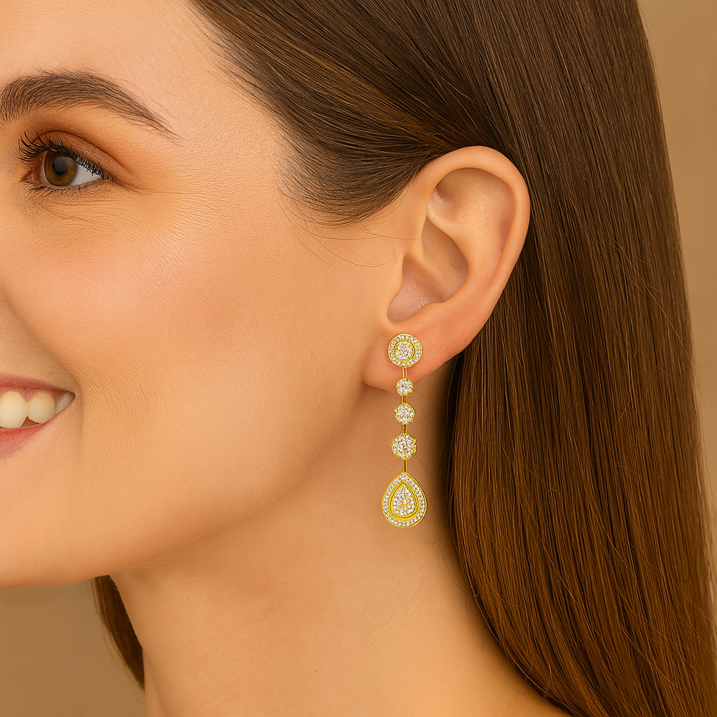 Moissanite Dazzling Cluster Design Earring - Sterling Silver
